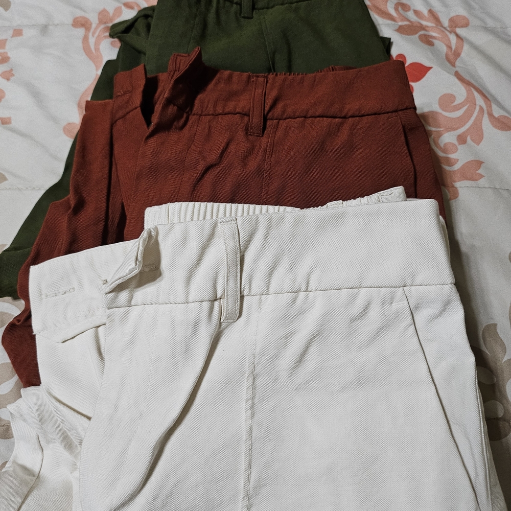 a new day Women's Capris Trio - Olive Green, Rust, White